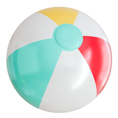 3D render of a colorful inflatable beach ball isolated on white, perfect for summer vacation, pool party, and travel-themed designs or commercial creative projects.