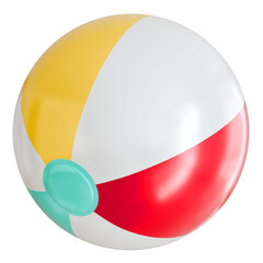 3D render of a colorful inflatable beach ball isolated on white, perfect for summer vacation, pool party, and travel-themed designs or commercial creative projects.