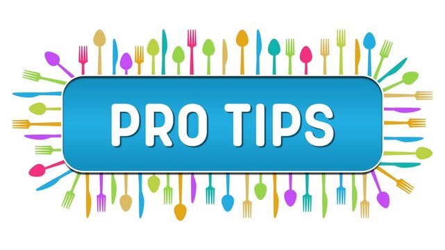Pro Tips Spoon Fork Knife Colorful Box Blue Text 