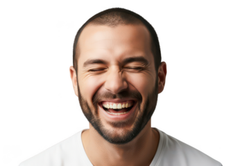 Man expressing joyful laughter