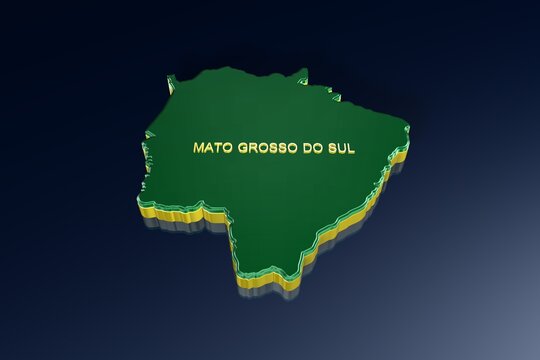 Mato Grosso do Sul State of Brazil in 3D Illustration