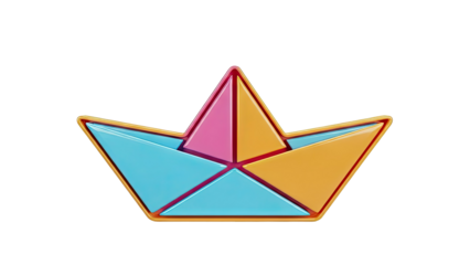 Colorful 3D Paper Boat Icon