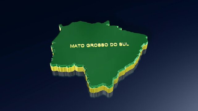 Mato Grosso do Sul State 3D Map of Brazil in Animation