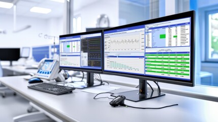 Naklejka premium High-Tech Medical Monitoring System in a Clean and Modern Hospital Environment