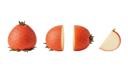 Pomegranate sliced sections isolated on transparent background