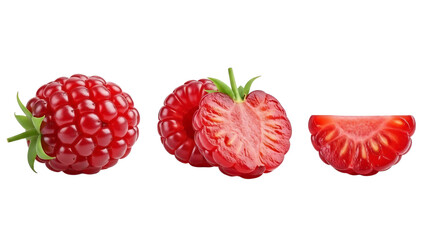 Raspberry illustrations in various forms isolated on transparent background
