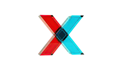 Red and Blue Glass Letter X