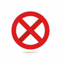 Fototapeta premium Vibrant red circular prohibition sign featuring bold cross indicating restrictions and warnings for versatile usage and universal comprehension