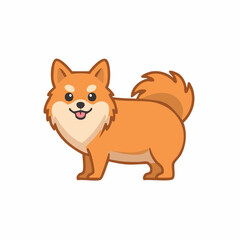 Fototapeta premium Cartoon Shiba Inu Dog Illustration Standing Cute and Happy Design