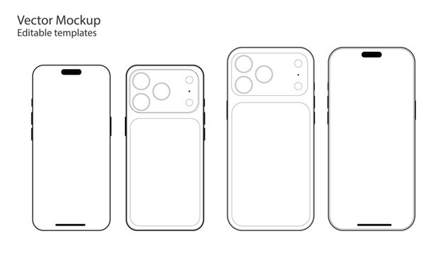 Realistic Smartphone Mockup icon with blank screen. iphone 17 pro and pro max smartphone mockup. white gray, orange, smartphone device blank screen mockup template phone layout. vector illustration
