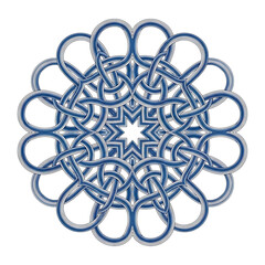 Blue Celtic Knotwork Mandala on White Background