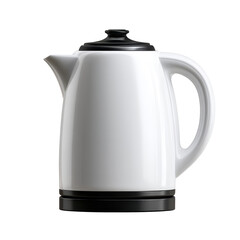 Fototapeta premium White kettle with black handle classic white kettle featuring a contrasting black handle ideal for any kitchen