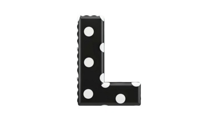 Black and white polka dot letter L