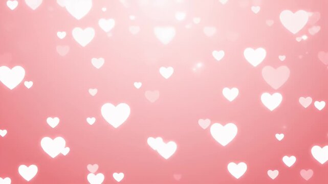 Romantic Hearts Background - A soft pink background sprinkled with various white hearts of different sizes, creating a dreamy and romantic atmosphere.