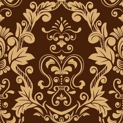 Obraz premium Damask Nature Pattern Background Illustration For Cover, Banner, Notes. Aesthetic Background. Damask Pattern Background. Seamless background.