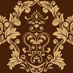 Obraz premium Damask Nature Pattern Background Illustration For Cover, Banner, Notes. Aesthetic Background. Damask Pattern Background. Seamless background.