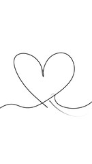 A simple illustration of a heart shape drawn with a continuous, single line on a clean white background