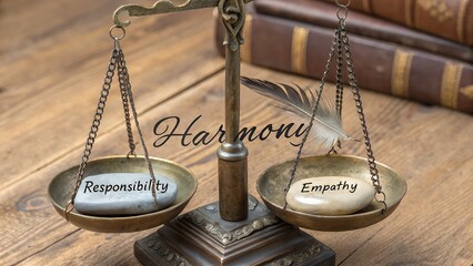 Vintage balance scale weighing responsibility and empathy