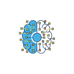 Obraz premium Artificial intelligence concept icon representing the human brain integrated with digital circuits and electronic components