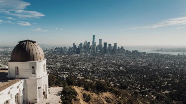 Los Angeles Skyline View from Griffith Observatory on Clear Day, California