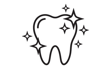 Obraz premium Shining tooth icon with sparkling stars around it
