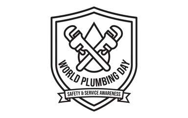 Obraz premium World Plumbing Day safety awareness logo with crossed wrenches
