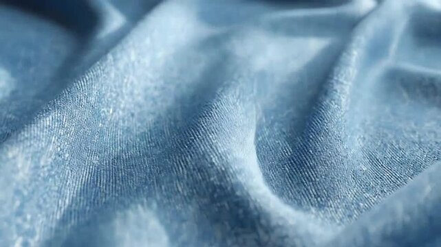 Close-up of light blue fabric with soft folds and subtle texture.