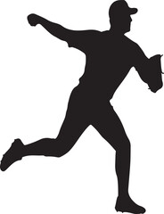Obraz premium Baseball Player Silhouette – Professional Athlete Batting Black Vector Icon Isolated on White Background