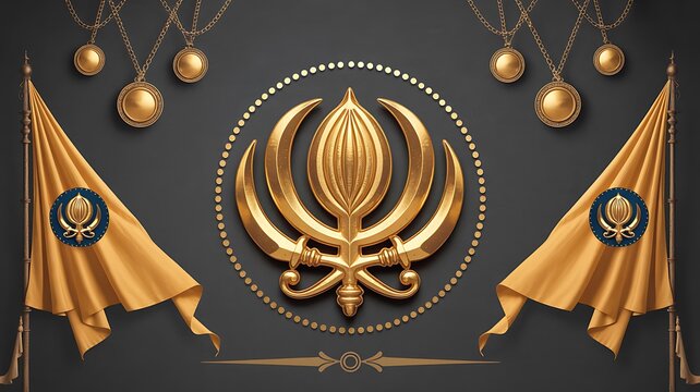 Golden khanda symbol representing sikh religion faith and spirituality
