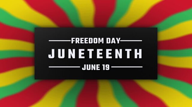 Juneteenth Freedom Day Celebration Animation with Red Yellow Green Background