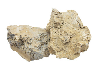 Fototapeta premium Dry natural clay lump with cracked texture isolated on transparent background