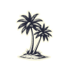 Vintage Palm Tree Engraving Illustration isolated on transparent background, generative ai
