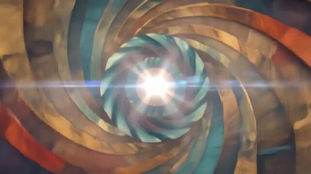 Abstract swirling vortex design with colorful geometric patterns, creating a mesmerizing and dynamic visual effect.