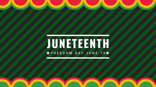 Juneteenth Freedom Day Banner with Red Yellow Green Afrocentric Pattern