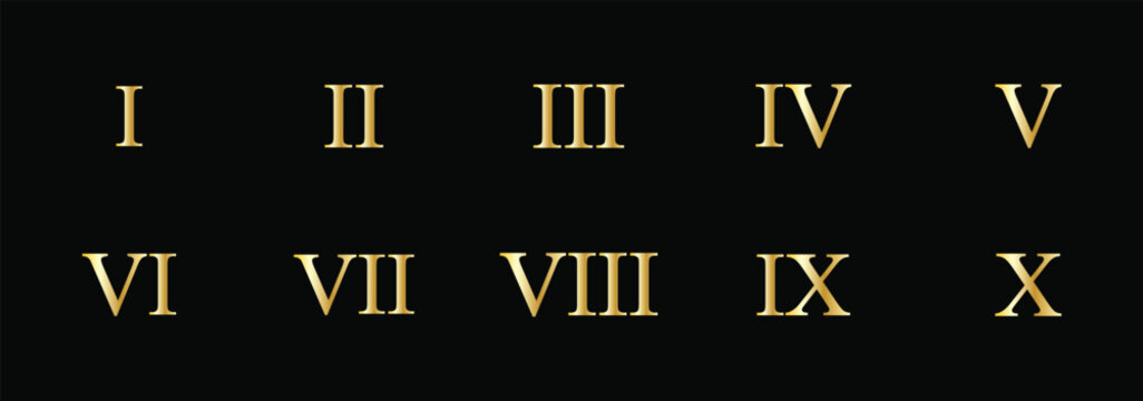 Set of roman numbers isolated on white background. roman numerals icon set. numbers from one to thirteen. ancient number font