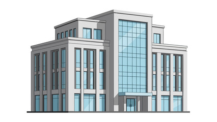 Contemporary office building vector graphic featuring a sleek design with multiple floors and large windows, symbolizing modern business architecture and urban development