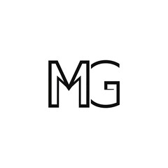 Black & white geometric logo design featuring the intertwined capital letters "M" and "G" against a stark white backdrop