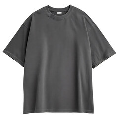 A dark gray short-sleeved t-shirt on a white background