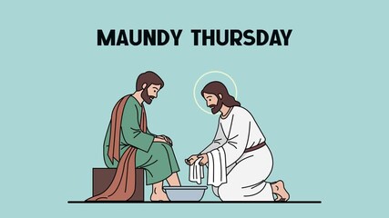 Animated Maundy Thursday Foot Washing Scene Icon