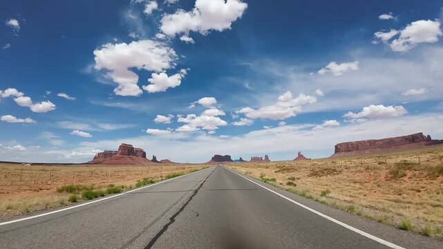 Monument Valley POV cruising toward the monuments