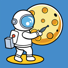 cartoon astronaut on the moon