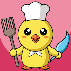 funny cartoon chef with a spoon