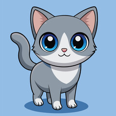 A cute cartoon illustration of a smiling ginger kitten is a funny vector art design featuring a domestic feline pet with a fluffy tail and soft fur