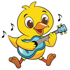 cute smile is an orange vector illustration of a happy animal guitar player drawing a fun comic design