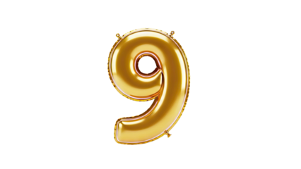 Golden Number 9 Balloon