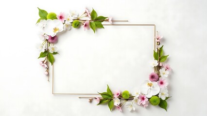 Obraz premium Rustic Autumnal Leaf and Berry Frame Isolated on White for Seasonal Graphics and Design