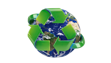 Earth with Recycling Symbol