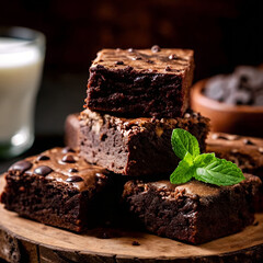 Slice of chocolate cake on a plate with creamy chocolate topping