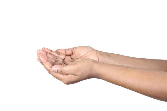 Pose of woman begging femel hand for international women's day, give to gain 2026 card concept.