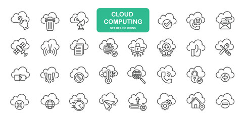 Cloud Computing Icons. Thin Line Symbol Elements Collection.